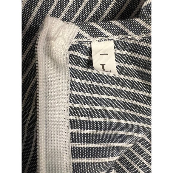 Blue White Pin Striped Large Summer Dress Midi Lightweight Pockets Y2K - Picture 12 of 12